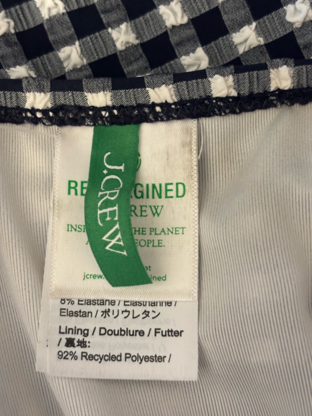 J.Crew Gingham Ruffle One Piece Swimsuit Black White Size 14 - Picture 6 of 10